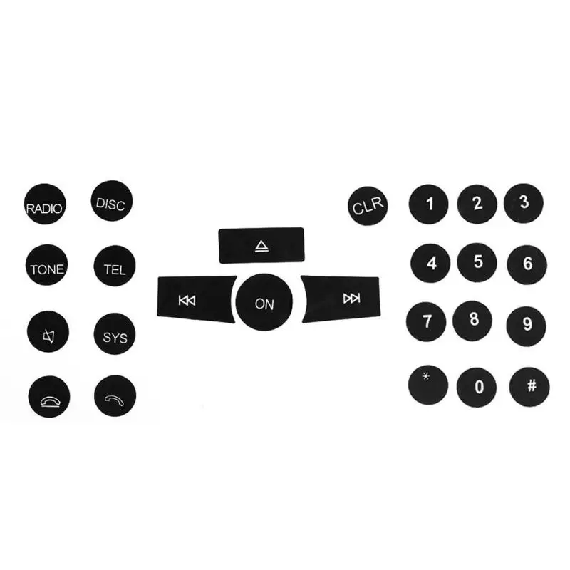 Black Plastic Radio Number Button Stickers Repair Decal Kit for C/E/GLK/W Class 2007-2014 200*50*10mm Sticker | Автомобили и