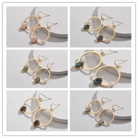 2020 spring summer new trendy resin druzy hexagon oval circle earrings imitation crystal stone earings jewelry for women