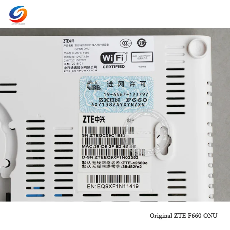 15 шт. оригинальный ZTE GPON ZXA10 F660 ONU/ONT с 1GE + 3FE 2POTS WIFI 1USB оптический сетевой терминал