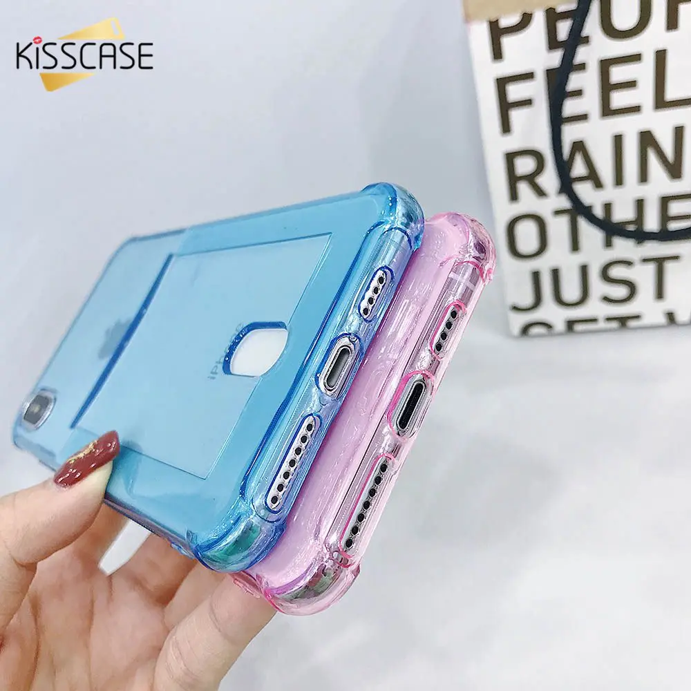 KISSCASE держатель кредитной карты чехол для телефона iPhone 7 8 Plus прозрачный мягкий ТПУ