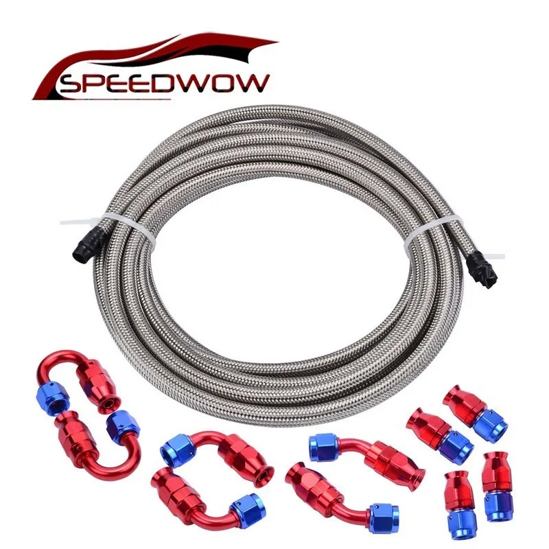 SPEEDWOW AN4 0/45/90/180 градусов Поворотный адаптер для шланга из ПТФЭ + плетеный шланг