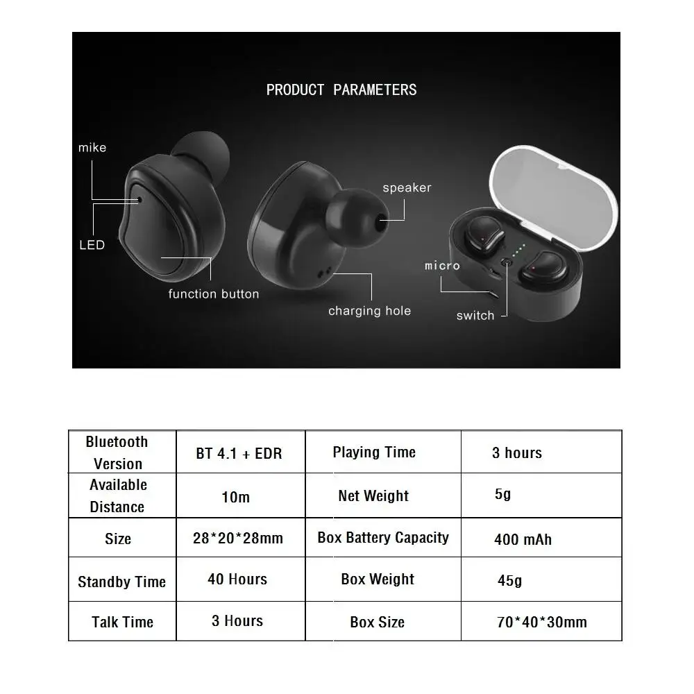 Mini Twins True беспроводные Bluetooth наушники мини стерео Handfree гарнитура с зарядным