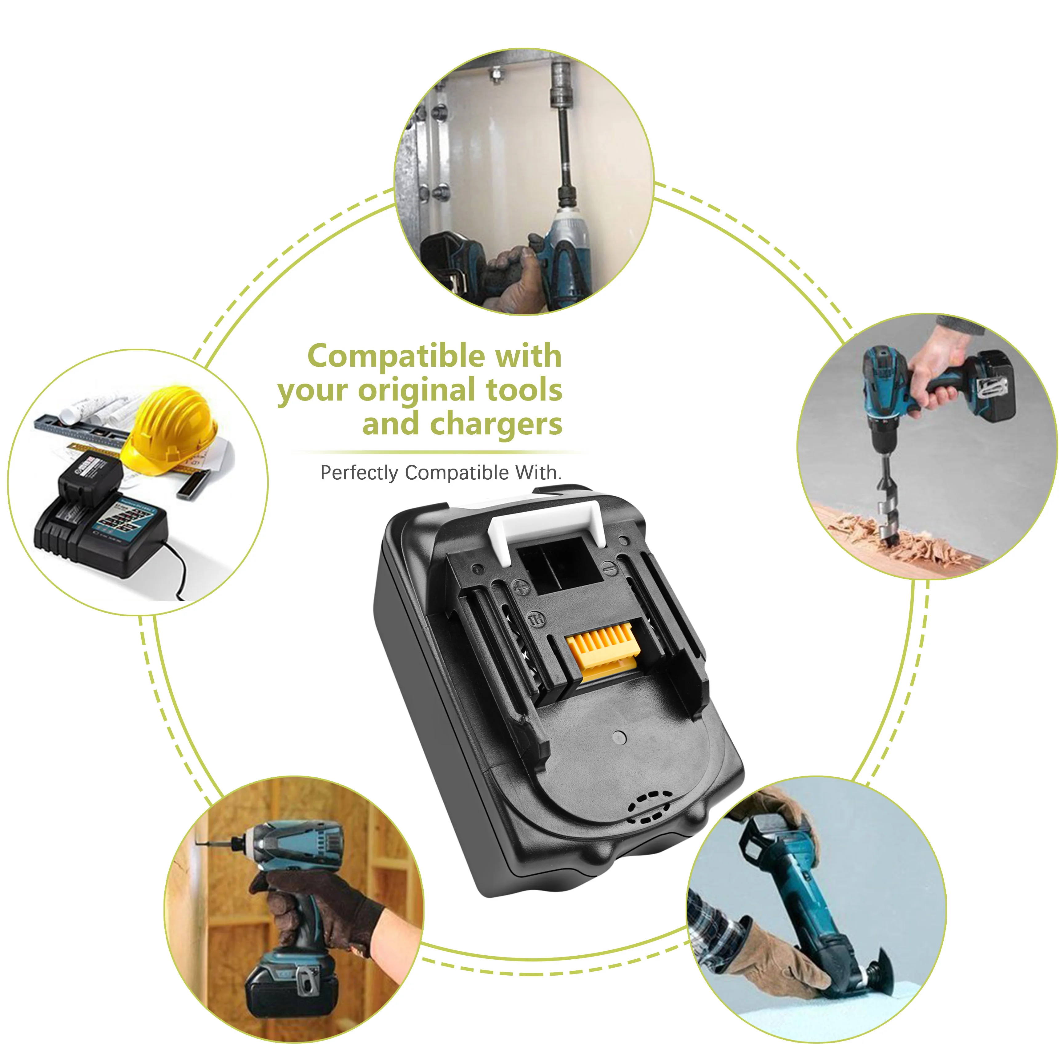

Powtree For Makita High Capacity 18V 6000mAh BL1830 Power Tools Li-lon Battery Replacemen LXT400 BL1815 BL1840 BL1850 BL1860 L50