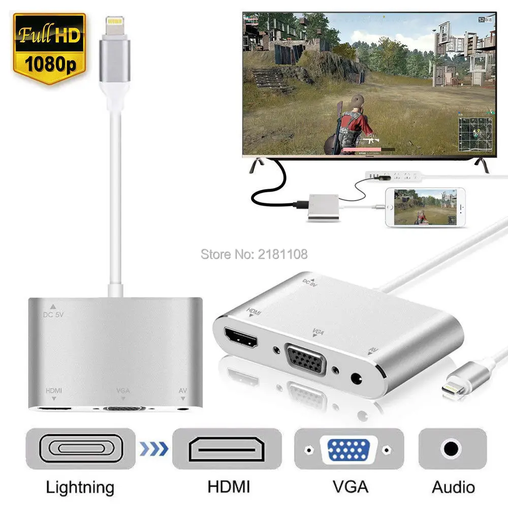 1080p 8 контактный интерфейс для HDMI VGA разъем Аудио Видео ТВ адаптер кабель