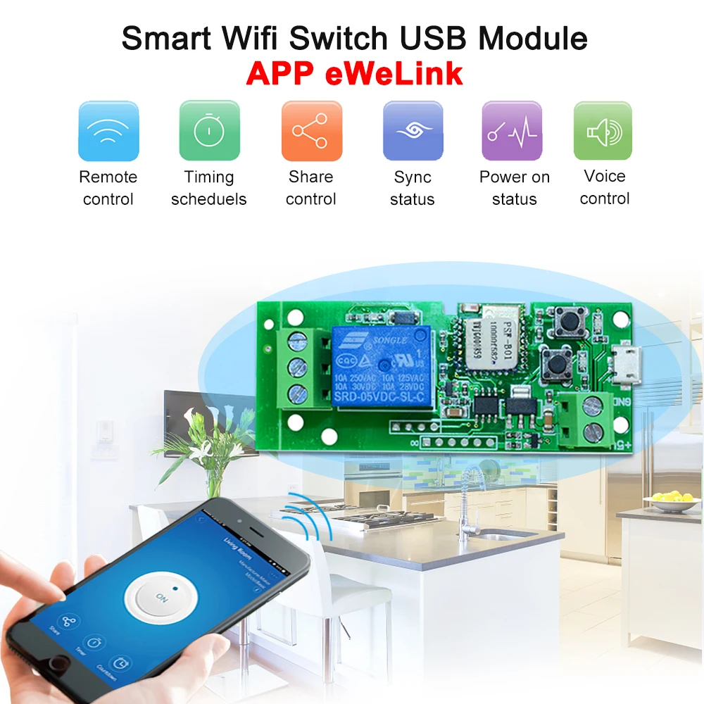 2 шт.-5 шт. eWeLink USB DC5V Wifi переключатель беспроводной релейный модуль модули для
