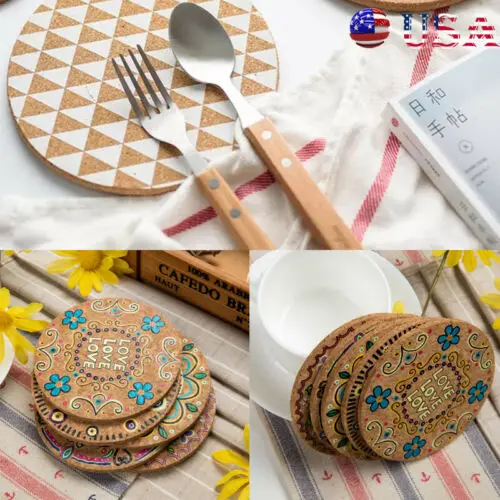 4X пробкового дерева напиток Чай Кофе Силиконовое каботажное судно коврик стол