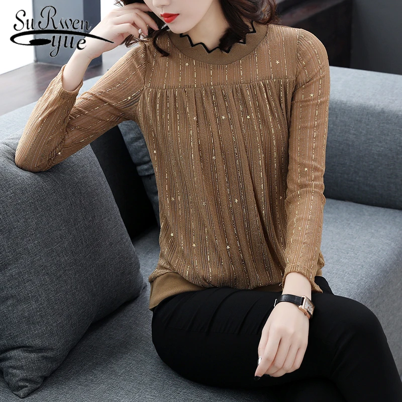 2018 autumn woman Long sleeve lace new blouse fashion solid female shirts women's tops plus size 3XL feminine blusas 1013 40 | Женская