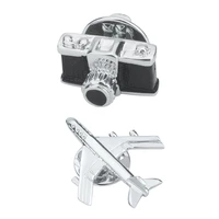 2 piece 3d camera airplane brooch jewelry men women suit corsage pin collar pin