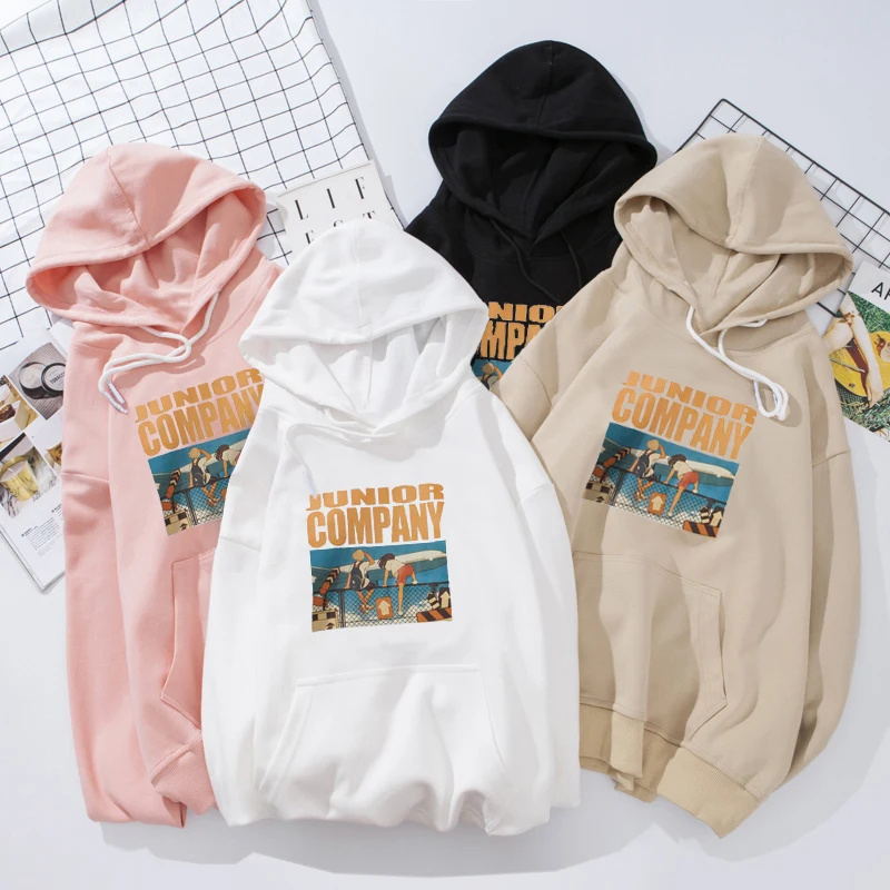 Новый розовый черный худи для женщин зима осень 90s стиль Junior компании унисекс