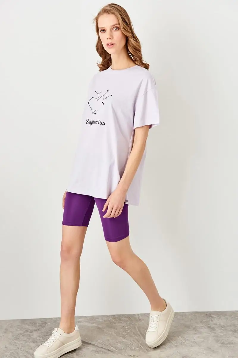 Trendyol фиолетовый Байкер трикотажные леггинсы TWOSS19YN0151|Колготки| |