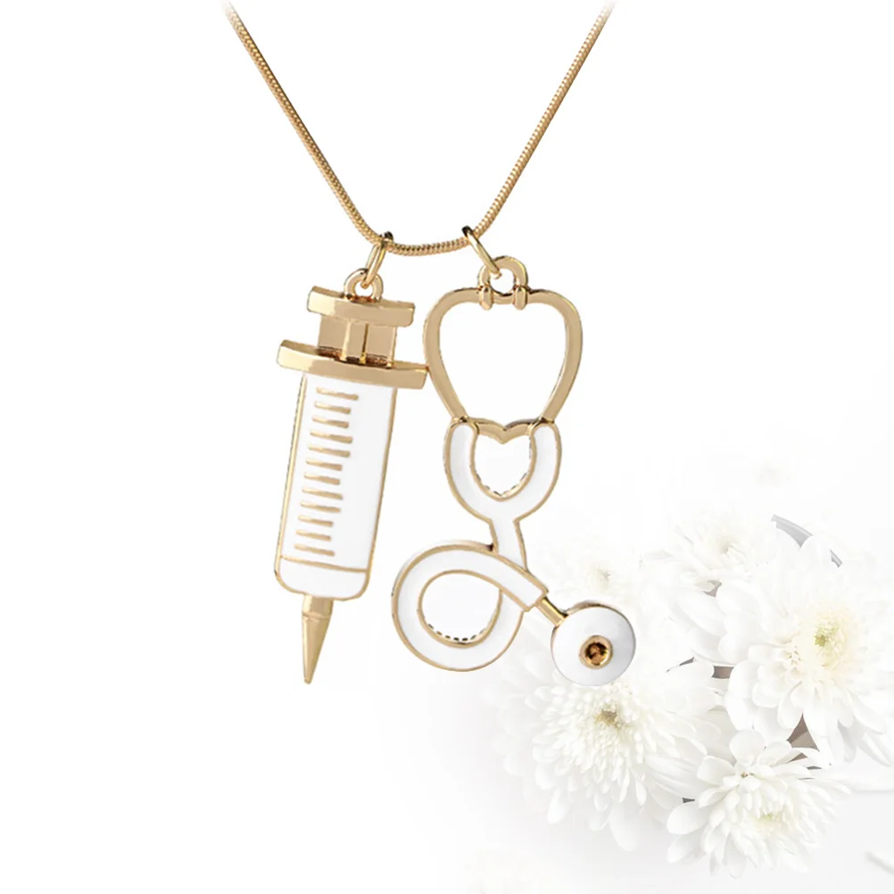 1 шт. ожерелье Изысканный медицинский стетоскоп шприц стильный металлический
