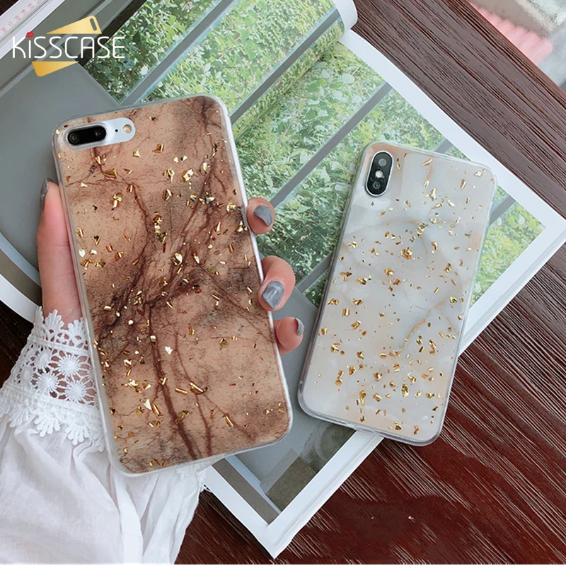 KISSCASE мраморный чехол для iphone X 6 6s 7 8 PlusFashion позолоченный Блестящий блестящий