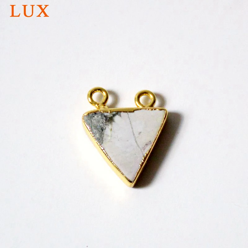 

natural amethysts turquoises agates pendant connectors triangle gems jewelry finding gold color plated stone beads for necklace