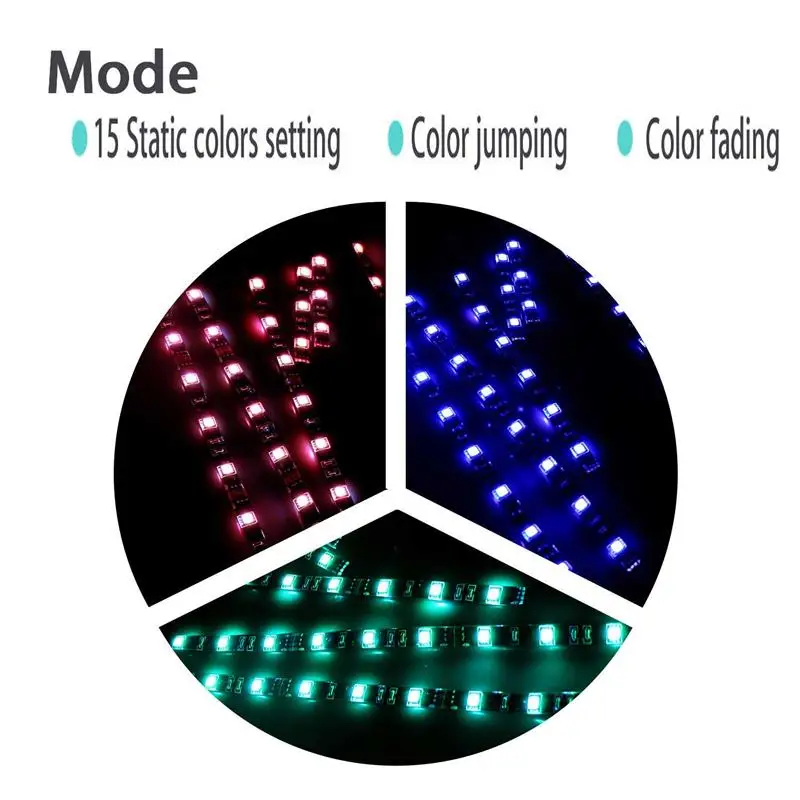 12V мотоцикл RGB Светодиодные полосы света Комплект многоцветный акцент светящиеся