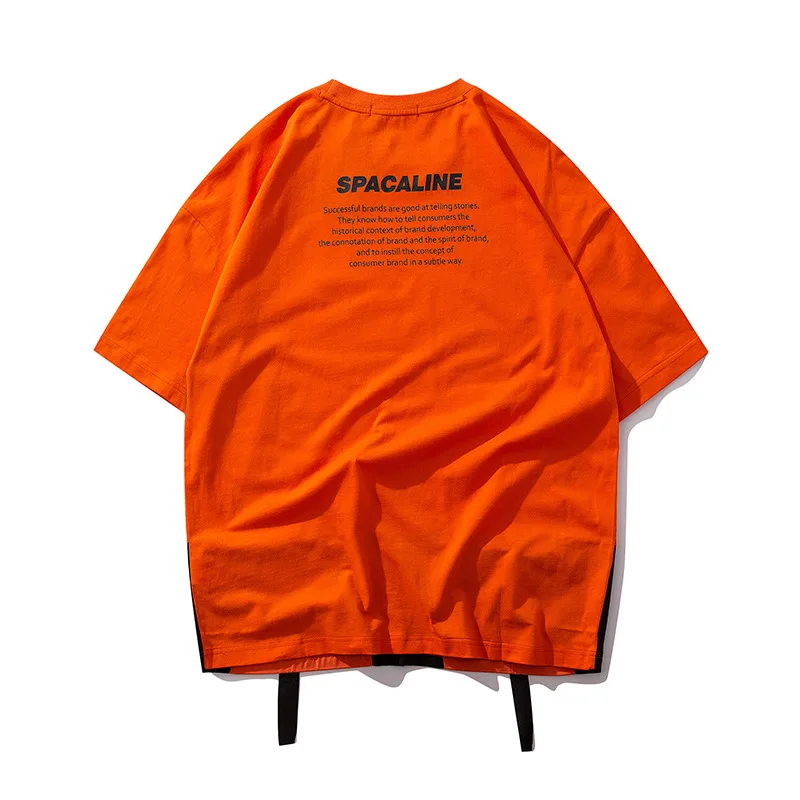 С принтом букв уличной футболки 2019 мужские летние хип хоп Повседневное короткий