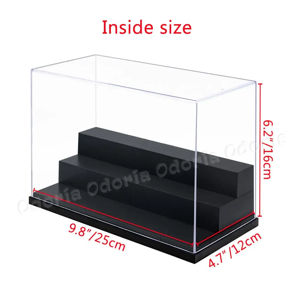 Odoria 25 см L Акриловый пластиковый дисплей 3 шага корпус коробка Perspex
