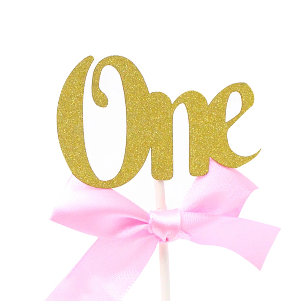 Baby Shower товары для вечерние один торт Топпер 12 шт. Серебряный бант торт Топпер Палочки Декор 1st с изображением пирожного на день рожденья Топпер