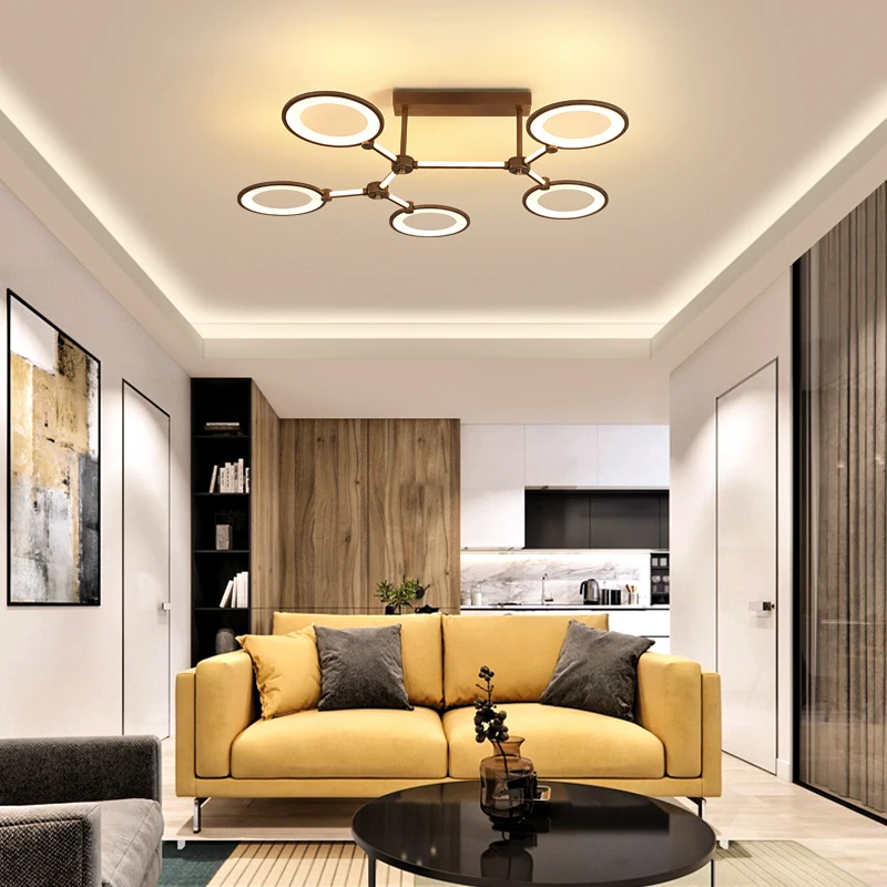 Современный светодиодный потолочный светильник для гостиной коричневая