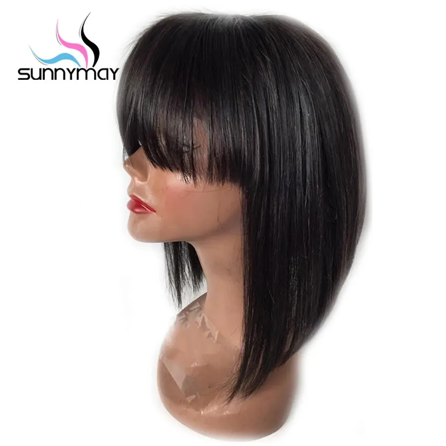 Sunnymay 250% парики из натуральных волос на кружеве с челкой бразильские волосы remy для