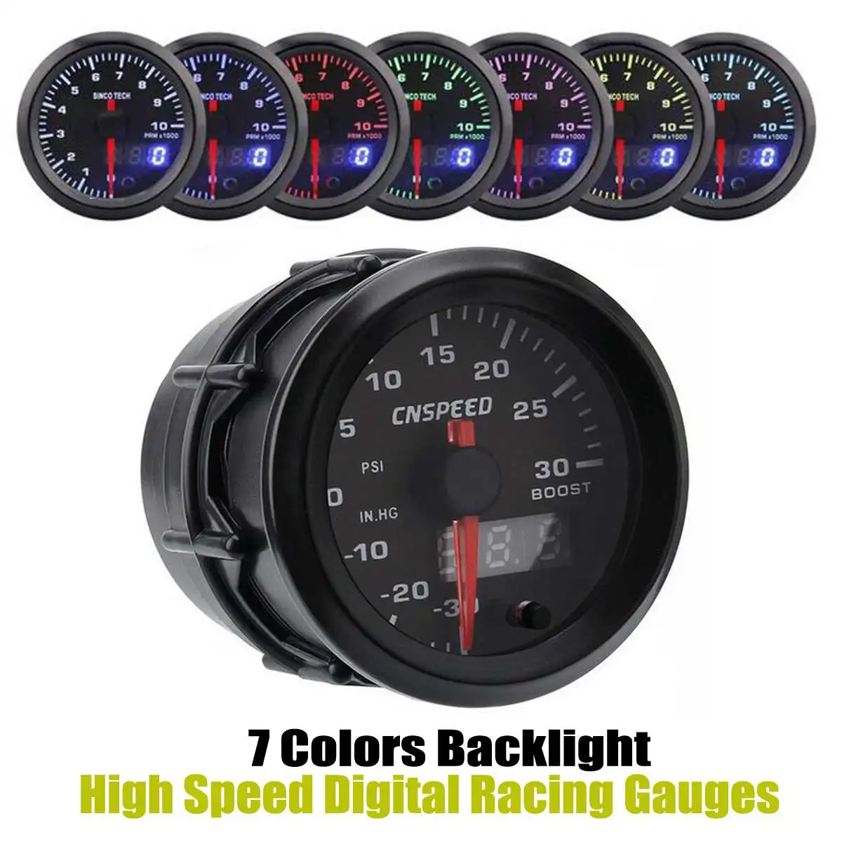 

7 Color High Accuracy Racing Car Gauges Set Analog & Digital 52mm LED Turbo Boost/Oil Temp/Tachometer/EGT Exhaust Temp Gauge