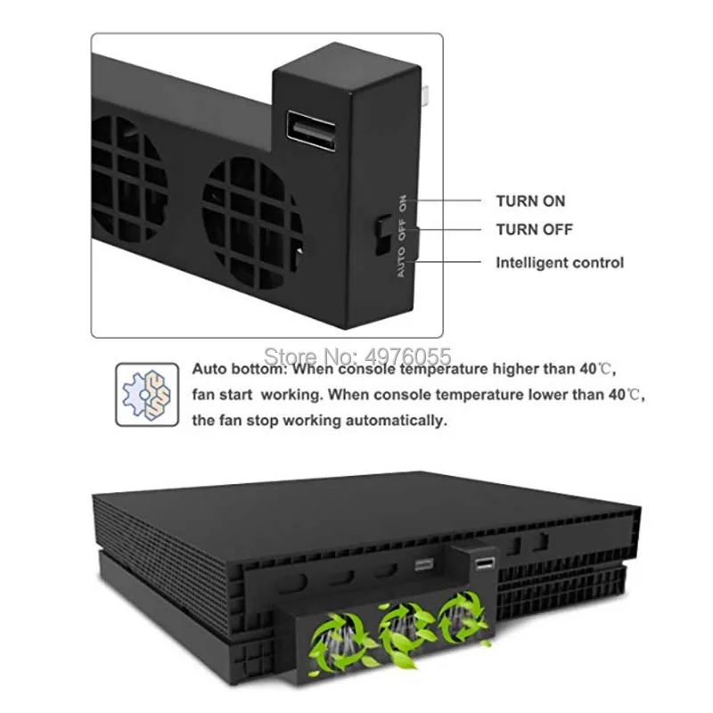 Охлаждающий вентилятор для Xbox One X внешний usb-кулер с 3-мя встроенными