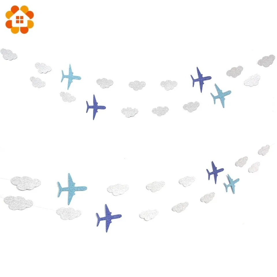 

1PC Cloud&Plane Banners Baby Showers Party Garlands Decoration Kids Birthday Happy Hanging Background Garlands Party Supplies