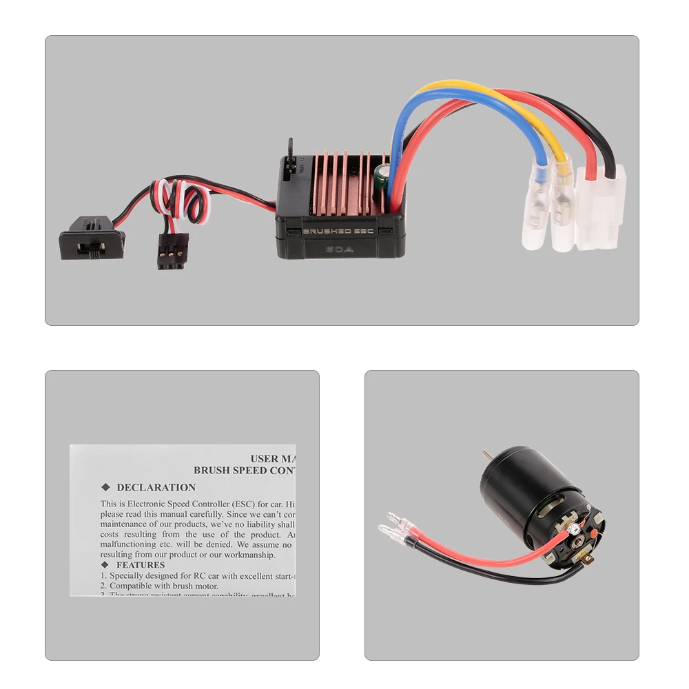 Мотор с щеткой Moteur 540 550 13T 21T 27T 35T 45T 55T 80T 60A ESC BEC для радиоуправляемого автомобиля