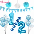 Amawill мой 12 День рождения баннер, половина дня рождения, украшения для мальчиков и девочек 6 месяцев рождения, вечерние украшения для детского душа 7D