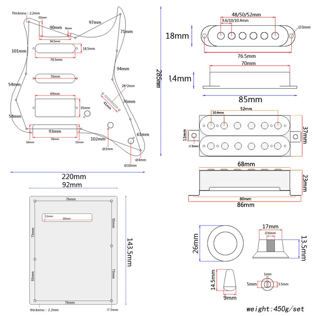Красный 3-слойный Prewired SSH Pickguard Защита от царапин пластины загружается с пикапами