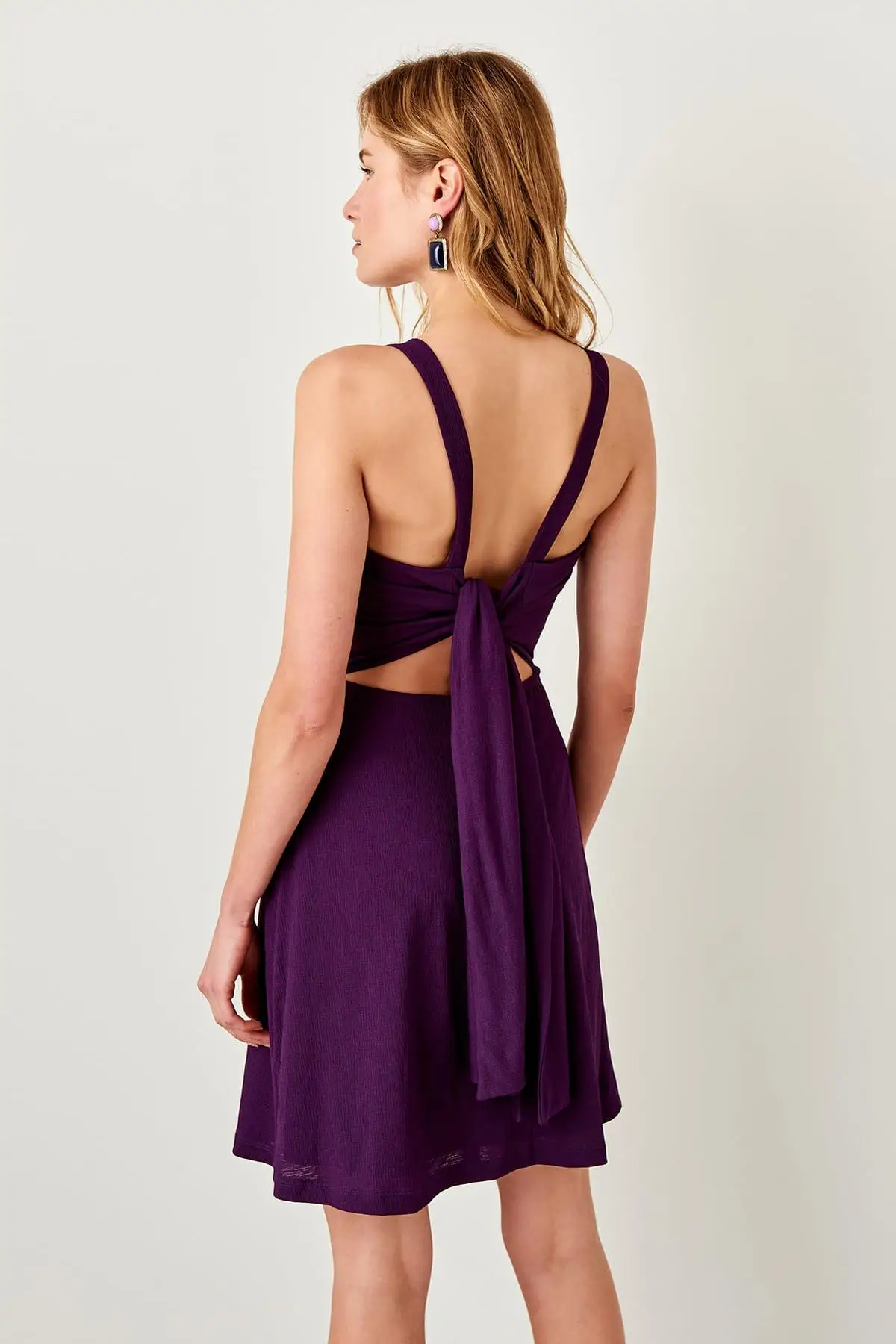 Trendyol фиолетовый рюкзак Dekoteli вязаное платье TWOSS19VG0154|Женские платья| |