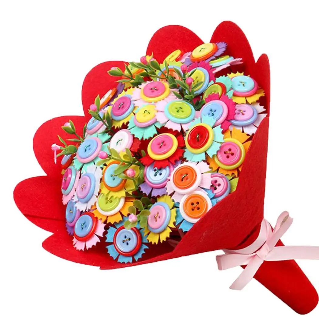 DIY Кнопка букет ручной работы дети ремесло цветок домашний декор День матери
