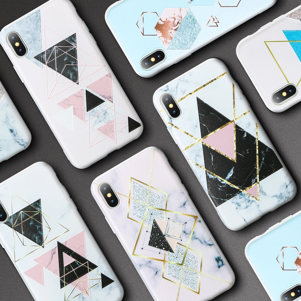 KISSCASE мраморный чехол для iPhone 8 7 6 6s Plus XR XS Max X 3D рельефные треугольные чехлы