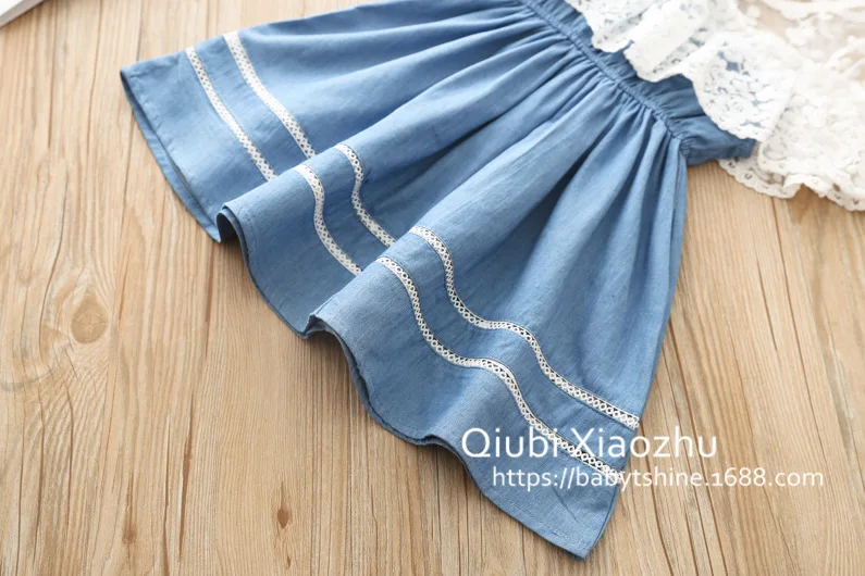 2019 Brand Girls Summer Dress Fashion Lace Princess Basic Clothes Blue High Quality Kids Girl for 3-7 years Old | Детская одежда и