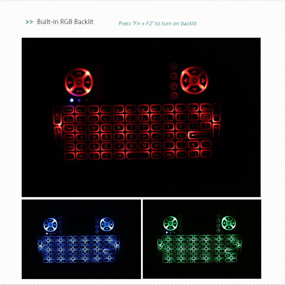 Клавиатура i8 с RGB-подсветкой и испанской раскладкой 2 4 ГГц Беспроводная