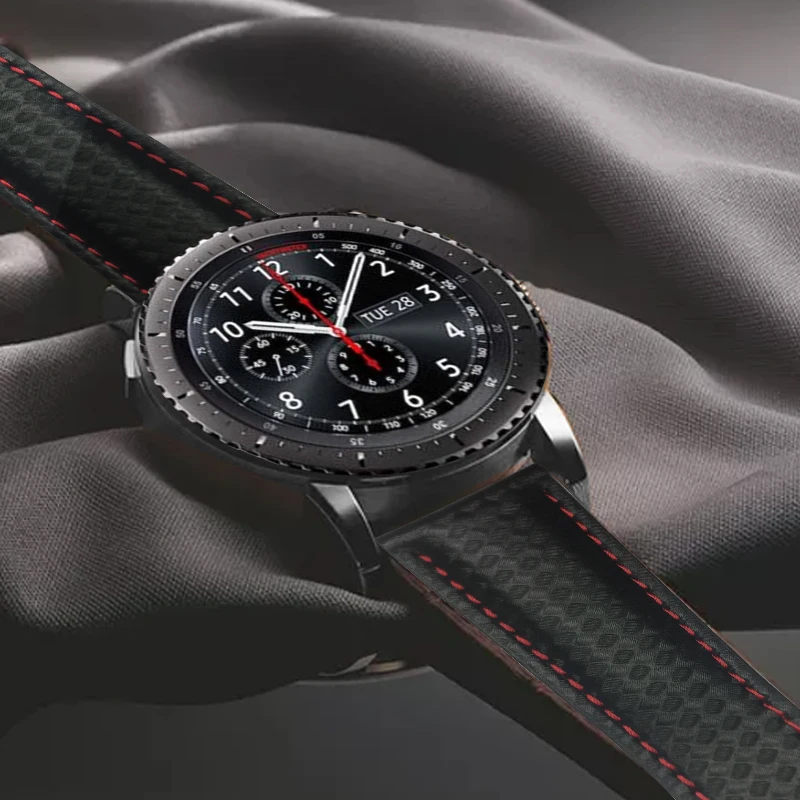 Ремешок из натуральной кожи для Samsung Galaxy Watch 46 мм браслет углеродного волокна Gear S3
