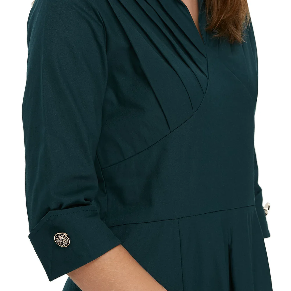 Зеленое бальное платье VESTLINDA с глубоким вырезом и перекрещивающейся талией