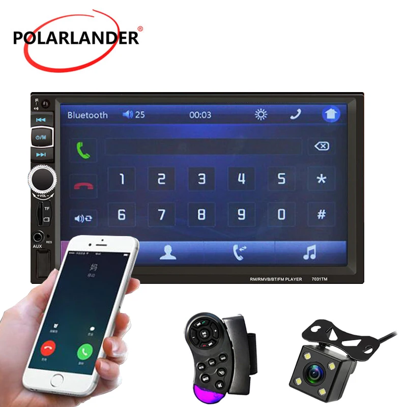 Автомагнитола 7031TM 2 Din мультимедийное зеркало с сенсорным экраном Bluetooth