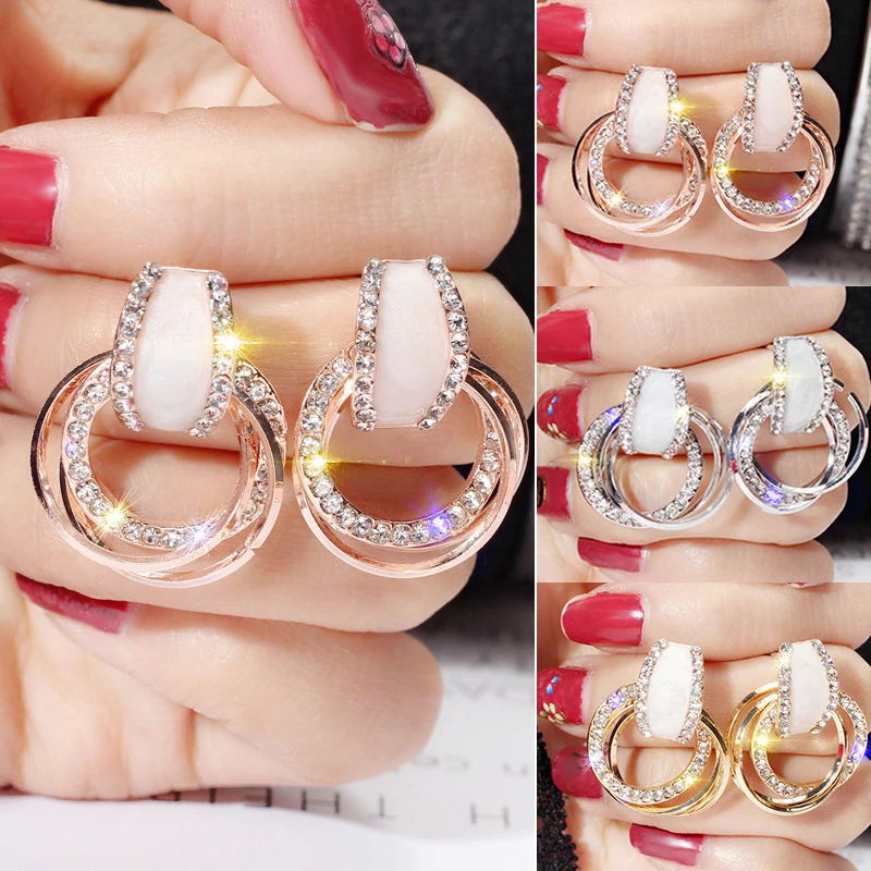1Pair Silver Water Drop Beautiful Golden Rose Personality Classic Hot Sale Acrylic Earring High Quality Circle | Украшения и