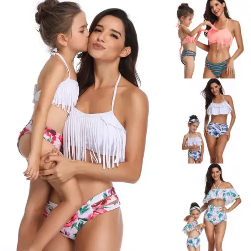 Emmababy Семейные парные купальники для мамы и дочки бикини Taseel купальный костюм