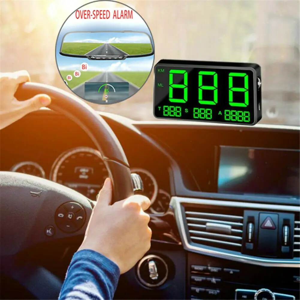 Универсальный GPS HUD цифровой дисплей спидометр автомобиля предупреждающий