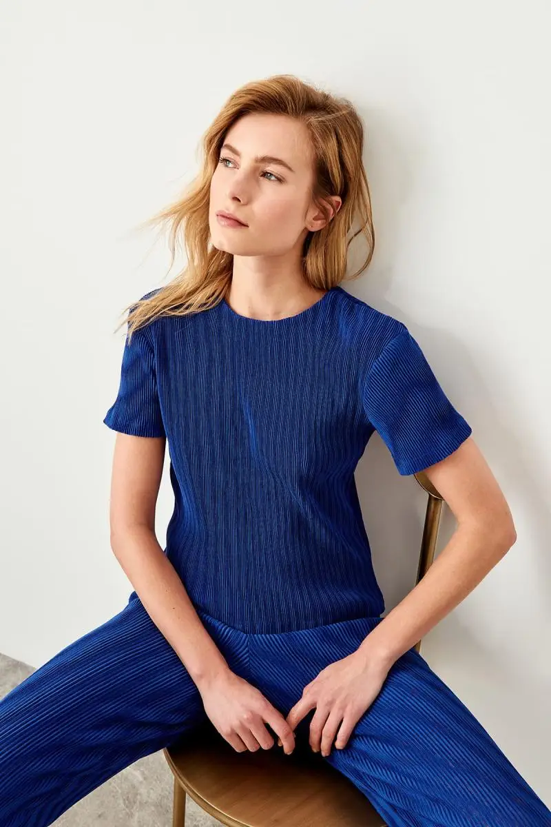 Trendyol Saks плиссированная трикотажная блузка TWOSS19VG0111 |