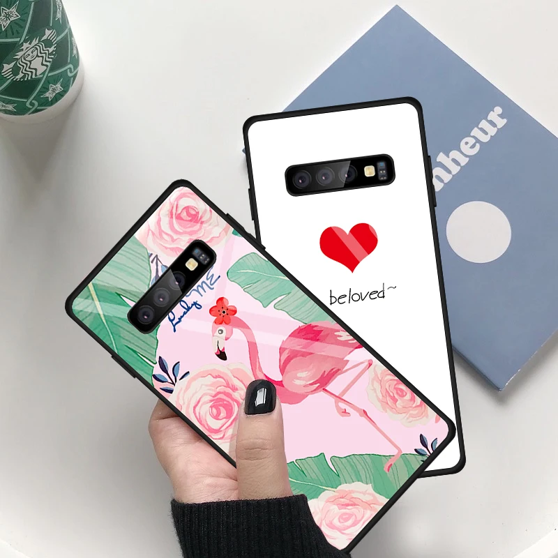 Full Pretection Tempered Glass Phone Case For Samaung Galaxy J6 J4 Plus A7 2018 S10 S9 M20 Note 8 9 S10e Pattern Back Cover |