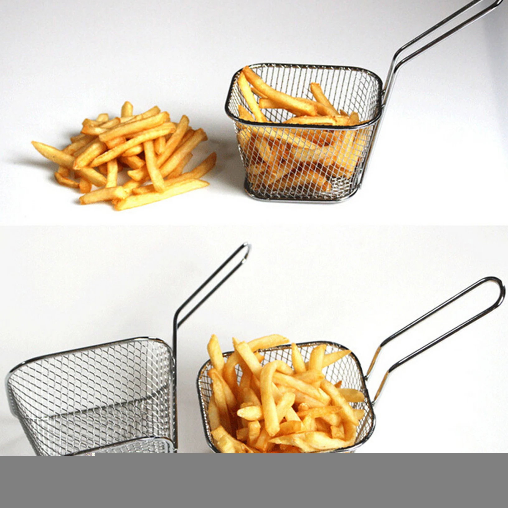 Stainless Steel Mini French Deep Fryers Basket Net Mesh Fries Chip Kitchen Tool | Дом и сад