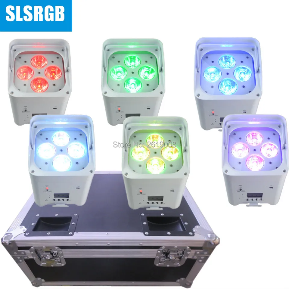6 шт./лот с кейс 4x18 Вт 6in1 rgbwa + УФ беспроводной питание от аккумулятора led Телевизор
