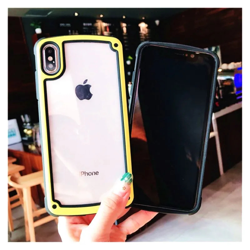 Прозрачный ударопрочный чехол для телефона iphone Xs Max Xr XS 8 7 6 Plus однотонный защитный