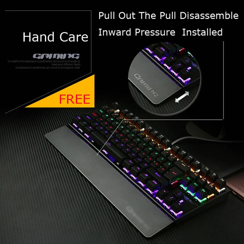 OPQ K28 игровая механическая клавиатура с подсветкой цветная светодиодная USB