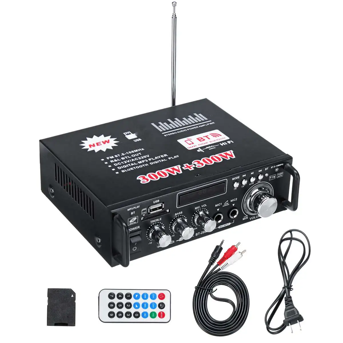 Автомобильный мини усилитель мощности KROAK 600 Вт 12 В 220 USB bluetooth Hi Fi стерео аудио