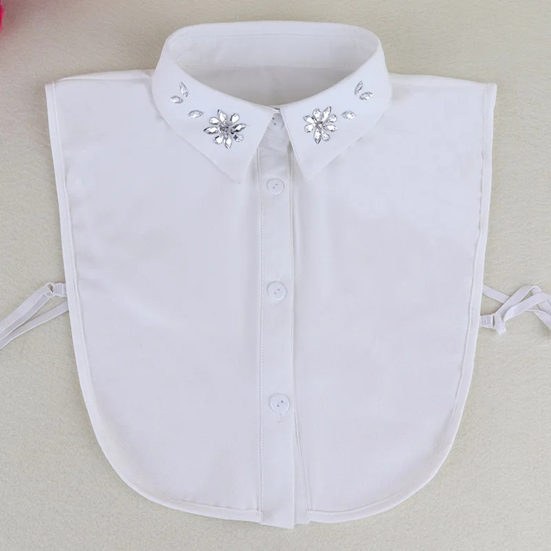 

New Dickie Shirt Decoration Half-body Shirt White Flowers Fake Collar Vintage Detachable removable Women Clothes Necktie