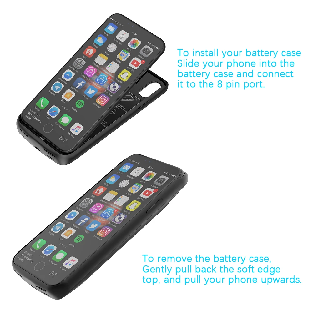 Battery Charger Case For iPhone X/Xs 6000mAh Power Bank Charging Powerbank X phone cover | Мобильные телефоны и