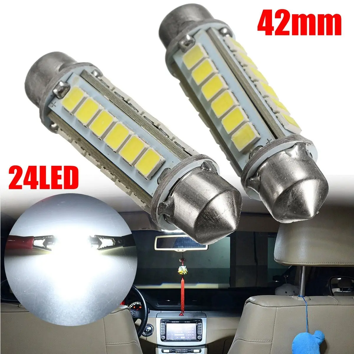 1 пара светодиодный светильник для номерного знака 42 мм 2835 24SMD 360